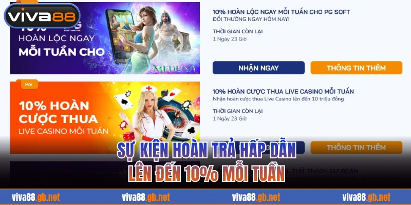VIVA88 hoàn trả lên đến 10%